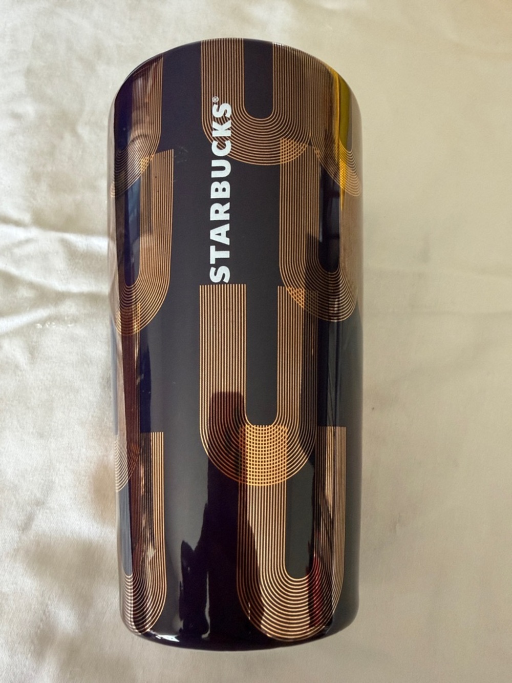 NWT Starbucks Black and Gold Geometric Travel Tumbler